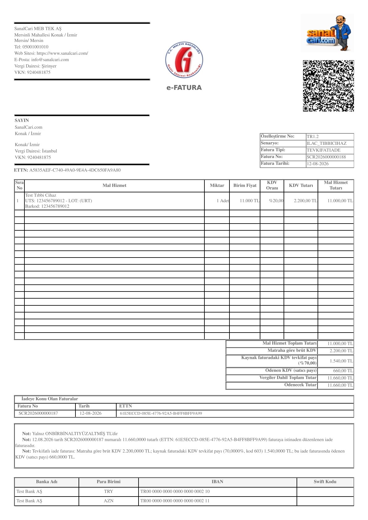İlaç / Tıbbi Cihaz — Tevkifat İade