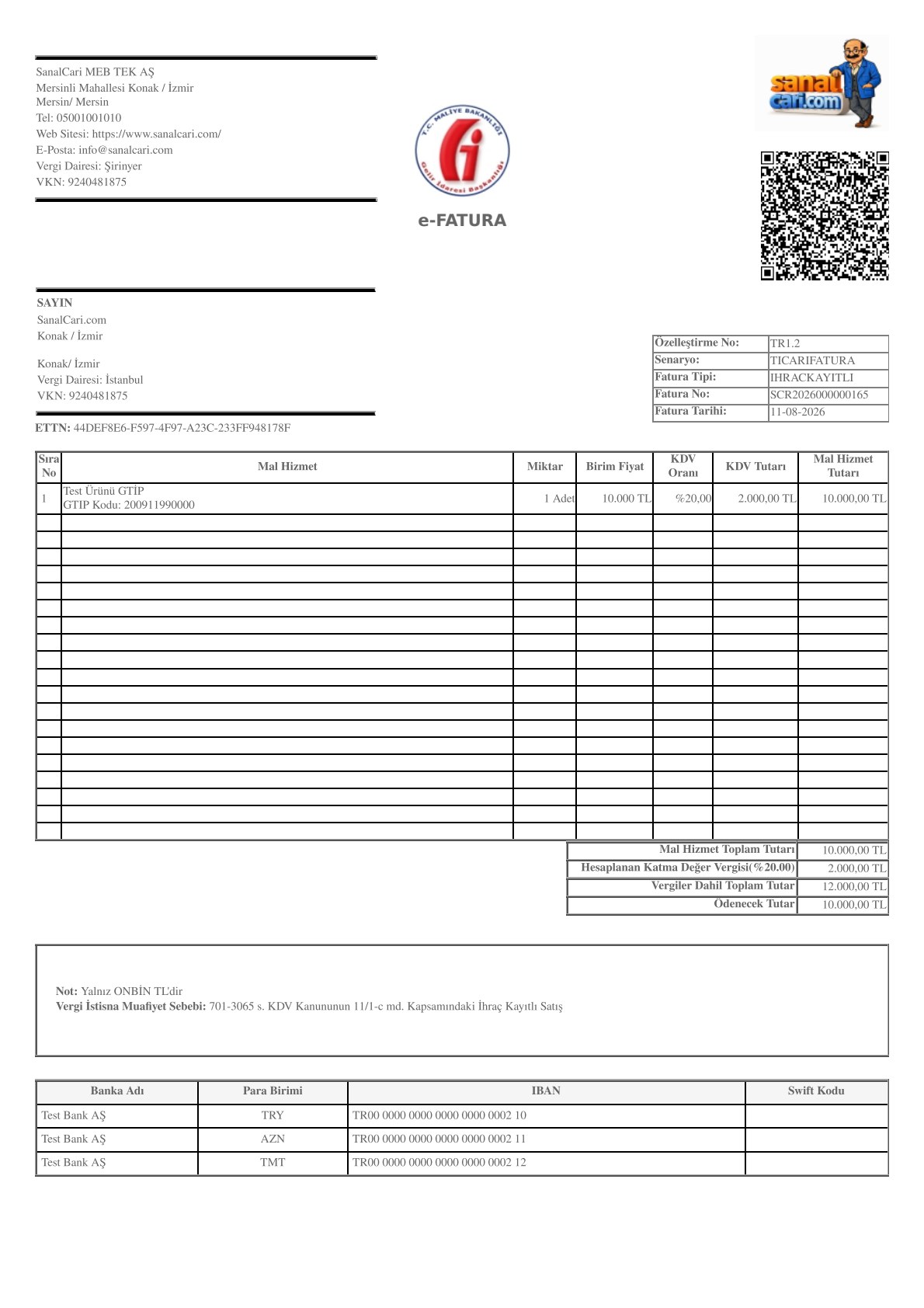 Ticari Fatura — İhraç Kayıtlı
