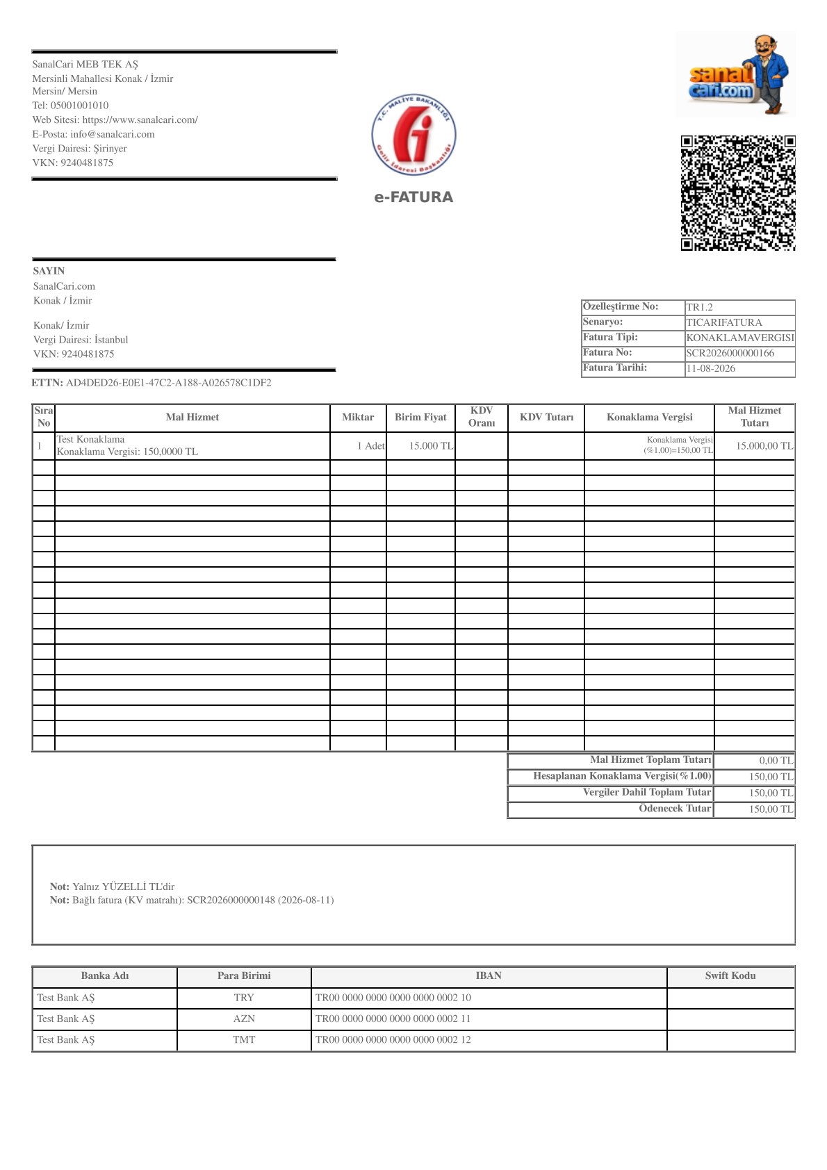 Ticari Fatura — Konaklama Vergisi
