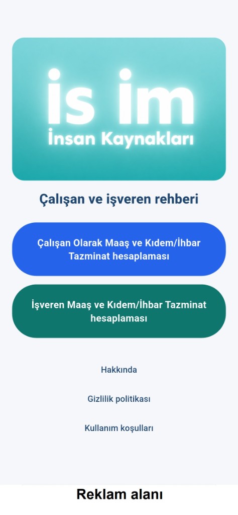 Ana ekran — çalışan veya işveren seçimi