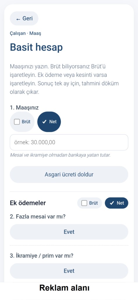 Basit maaş hesabı