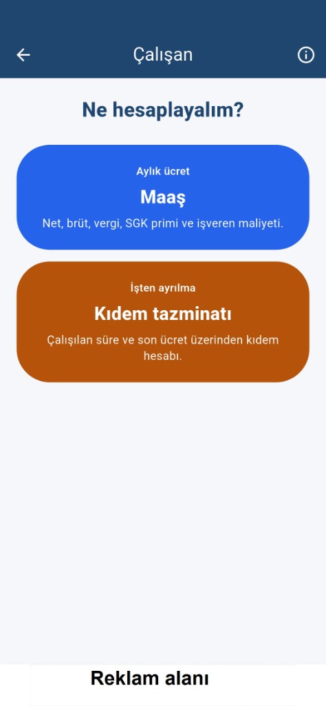 Çalışan hesap seçimi